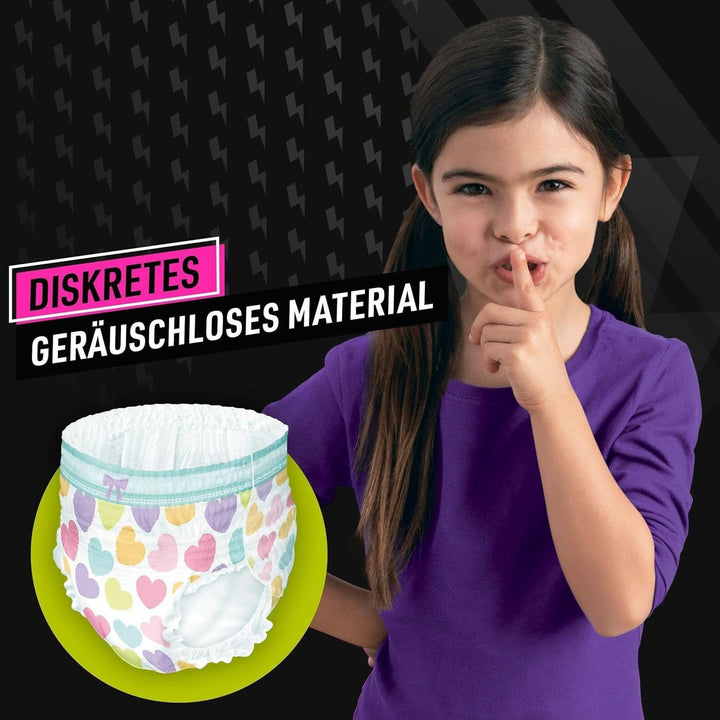 Pantaloni de pijama Ninjamas Hearts, 60 pantaloni de noapte absorbanți, 7 ani, 17Kg-30Kg Mama si Copilul Naty Shop