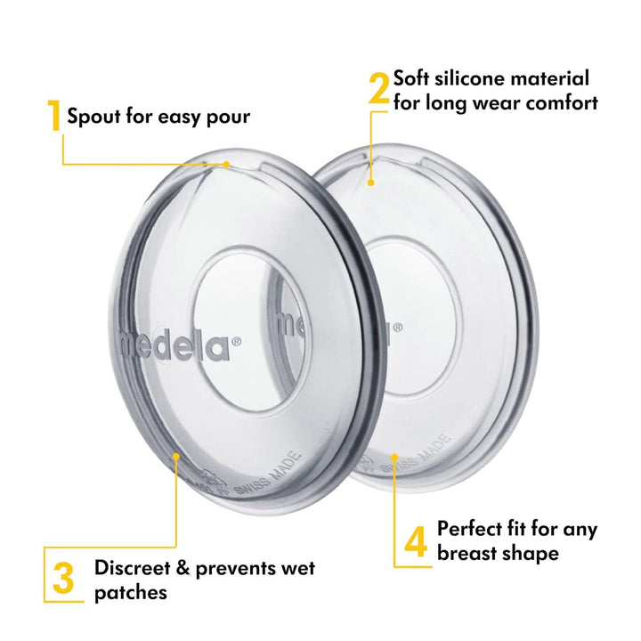 Medela Milk Collection Shells - BPA-, Fabricat din silicon moale, flexibil, Include 2 buc Accesorii Hrana si Alaptare Bebe Naty Shop