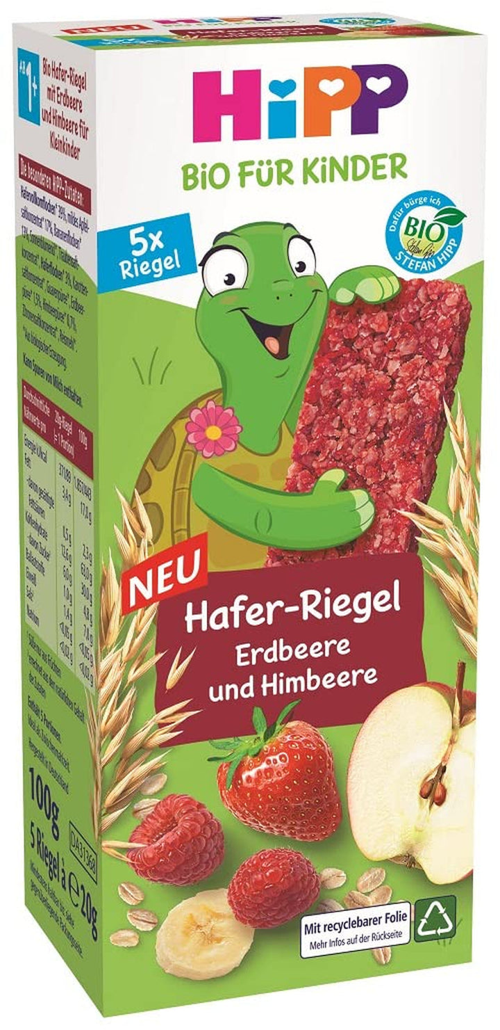 Hipp Organic pentru copii baton de ovăz, căpșuni și zmeură sau piersică Mama si Copilul Naty Shop