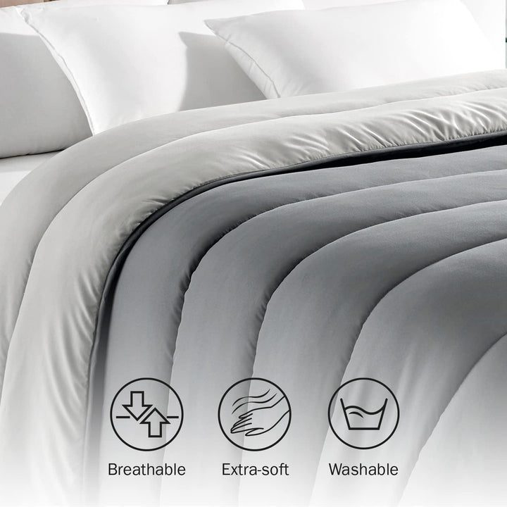 Pikolin Home - Plapumă reversibilă 300 G - Umplutură nordică bicoloră - Pentru pat 90 - confortabilă, caldă, respirabilă, albastru marin, 135 X 200 cm Plapumi si pilote Naty Shop