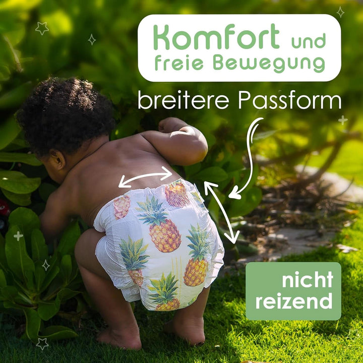 Scutece din bambus organic Pureborn Eco, marimea 2 (3-6 kg), 64 bucati, ecologice, hipoalergenice, ultra-moale, cu indicator de umiditate, diverse imprimeuri Mama si Copilul Naty Shop