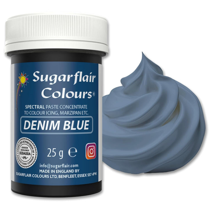 Sugarflair Spectral Eucalyptus Lebensmittelfarbe Paste, Hochkonzentrierte Lebensmittelfarbe Für Buttercreme, Zuckerpaste, Royal Icing, Kuchenmischungen Und Mehr! Lebensmittelfarbstoff - 25G Coloranti Alimentari Naty Shop Denim