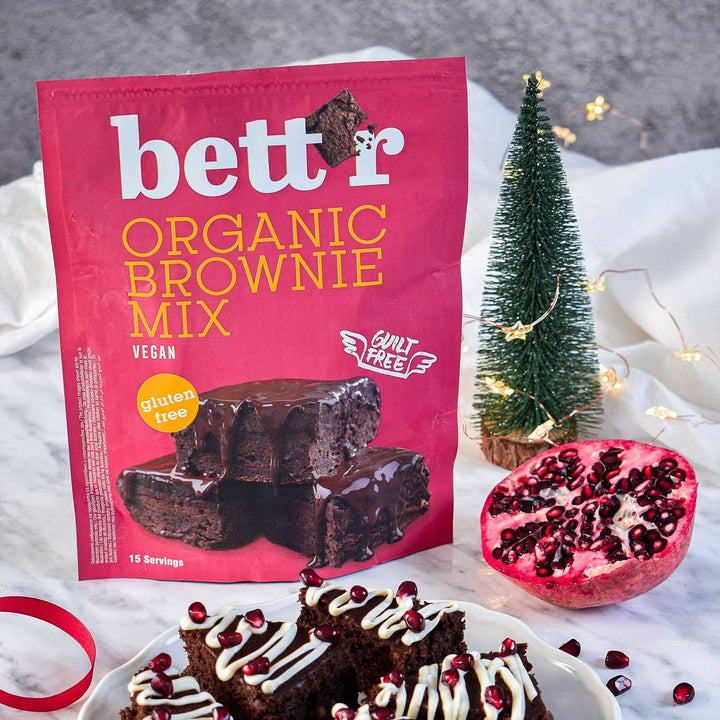 Bettr Organic Brownie Mix - Negrese organice, vegane și fără gluten cu aromă bogată de cacao, 6 x 400 grame Bucatarie Naty Shop