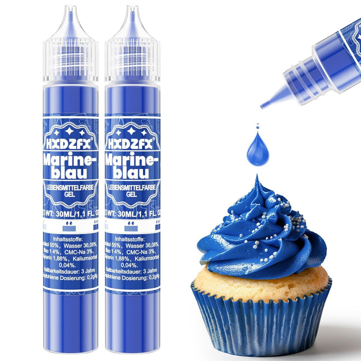 Coloranti alimentari gel, 2 x 30 ml, diverse culori Coloranti Alimentari Naty Shop Albastru marin