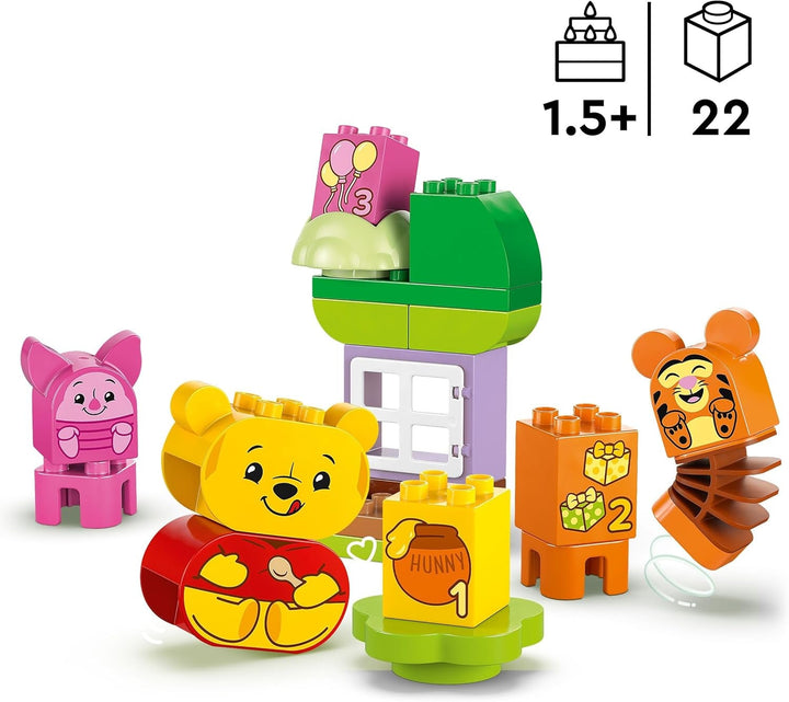 LEGO DUPLO - Disney Winnie the Pooh's Birthday Party - jucărie educativă pentru preșcolari - set cu 3 minifigurine, inclusiv Winnie the Pooh, Tigger și Piglet - idee de cadou pentru băieți și fete de la 1,5 ani 10457 Seturi de constructie Besuche den LEGO-Store