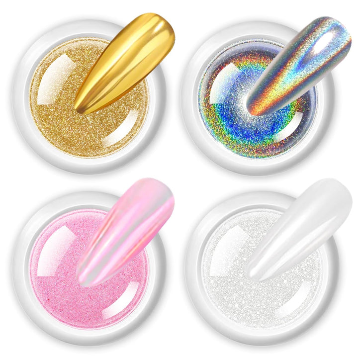 BISHENGYF Silver Chrome Nail Powder – Metal Holo Chromfarbener Nagelpuder, 1G Cromepulver Nägel Glitzer Glänzende Silver Nagelpulver Spiegeleffekt Pigment Nagelkunst, Diy-Design-Dekor Frauen Geschenk