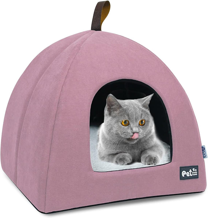 PETCUTE Peșteră pentru Pisici Mari, Pat Lavabil pentru Pisici, Cort pentru Pisici, Coș pentru Pisici și Câini, Căsuță Două în Unu cu Pernă Interioară Detașabilă, Peșteră pentru Cuibărit cu Fund Antiderapant