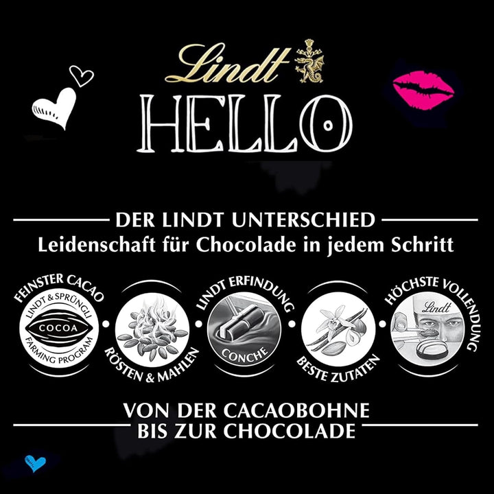 Ciocolată Lindt HELLO 4 Good Vibes, 90 grame, 4 ciocolate HELLO Naty Shop