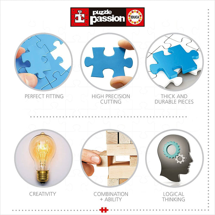 Educa - Puzzle 1000 piese pentru adulti | Minunile lumii, puzzle 1000 piese pentru adulti si copii, obiective turistice, harta lumii. Jigsaw puzzle pentru adulți de la 14 ani (19022) Puzzle Naty Shop