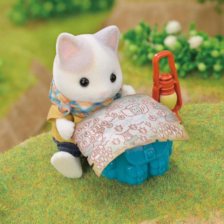 Sylvanian Families - 5763 Set explorator de aventură cu două figuri, pisici de lapte, tată și băiat, figură de animale, jucărie detaliată pentru copii de la 3 ani Papusi Naty Shop
