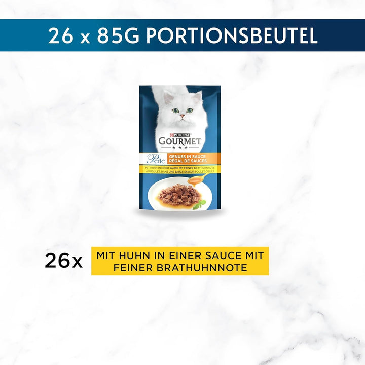 Gourmet Perle Indulgence in Sauce Hrană umedă pentru pisici, cu pui, 26pachet (26 X 85G)