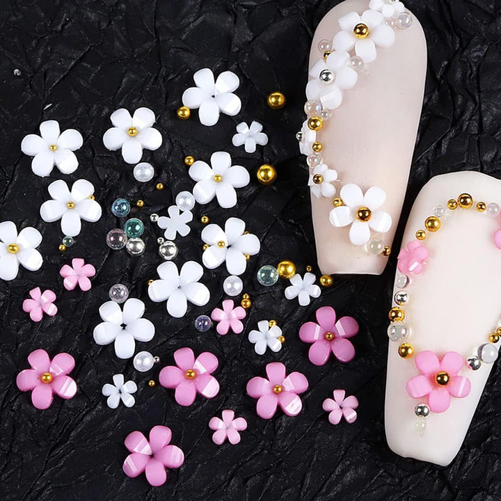 Unghii cu flori 3D, 6 grile, farmece pentru unghii cu flori, strasuri acrilice pentru unghii, accesorii pentru unghii, decorațiuni DIY pentru unghii de primăvară