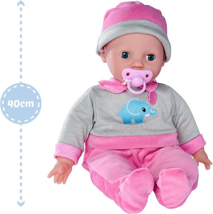 Simba 105140066 - Laura Interactiv, păpușă cu corp moale cu ochi adormiți, bolborosește când se mișcă, bea din biberon și doarme, 40cm, păpușă de la 2 ani Papusi Naty Shop