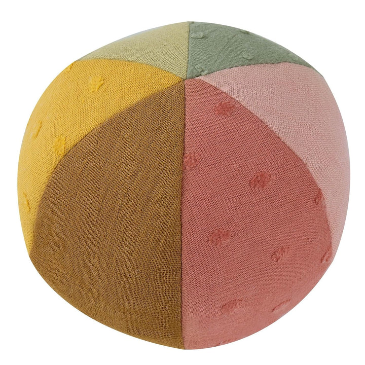 Fehn Rattle Ball colorată - minge de prindere cu amestec de materiale și zornăitor pentru aruncare, prindere, rostogolire - minge de prindere pentru promovarea abilităților motorii - minge din material textil pentru bebeluși și copii mici de la 0+ luni Jucarii Bebe Naty Shop Tesatura minge natura
