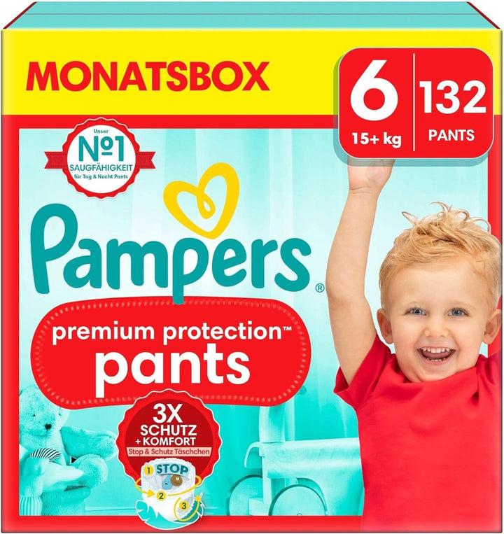 Pampers Baby Nappies Pantaloni mărimea 5 (12-17Kg) Premium Protection, Junior cu buzunar Stop and Protect, 144 scutece Panty Mama si Copilul Naty Shop 6 (132 buc) Premium Protection Pants