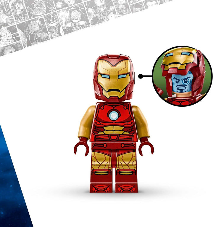 LEGO Marvel Iron Man Mech Vs. Ultron - Jucărie de supererou cu 2 minifigurine - Figură de acțiune cu brațe, picioare și degete mobile - Cadou pentru băieți și fete cu vârsta peste 6 ani 76307 Seturi de constructie Besuche den LEGO-Store