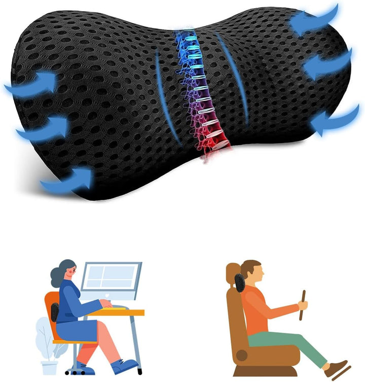 Pernă lombară spate, pernă lombară ergonomică din spumă cu memorie, pernă spate mașină, pernă de sprijin lombar pentru scaune auto și scaune de birou (negru) Perne lombare Naty Shop Titlu implicit