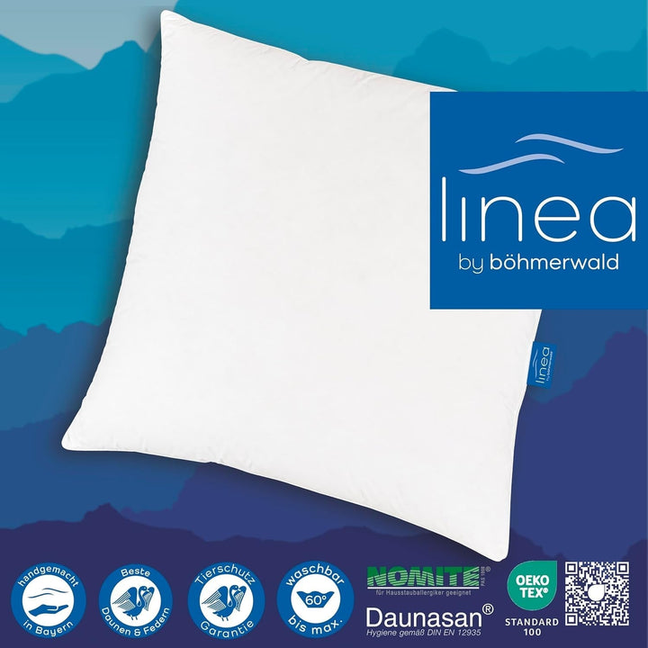 LINEA by Böhmerwald - Cosy - Pernă de înaltă calitate Balance, 80X80, 70% pene clasa 1, 30% puf nou, potrivit pentru alergici, lavabil până la 60°C, produs în Germania Perne standard Naty Shop
