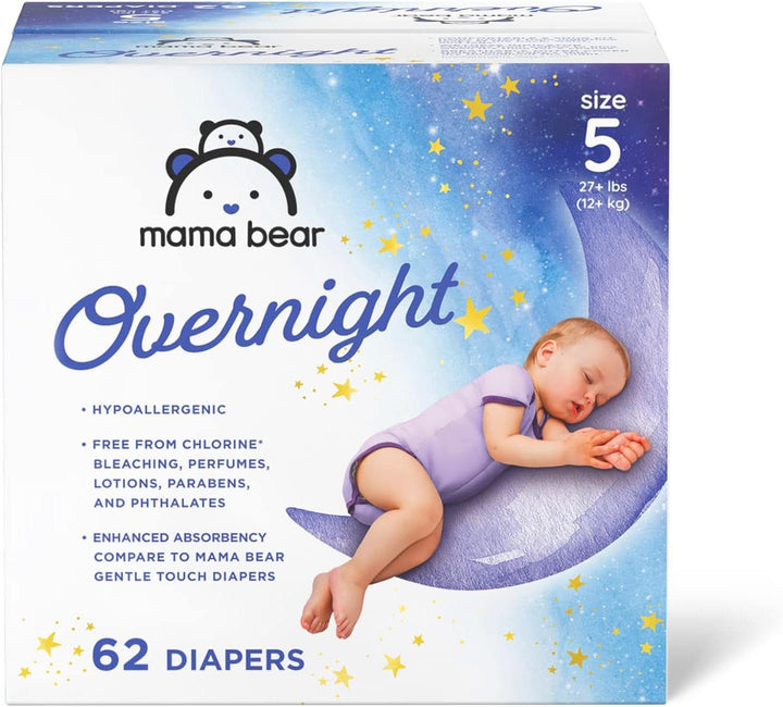 Scutece de unică folosință pentru bebeluși Overnight, hipoalergenice, protecție pe timp de noapte, alb Mama si Copilul Naty Shop 5 (62 bucati)