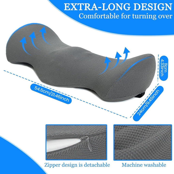 TFCIOD Pernă de susținere lombară, pernă de confort a coloanei vertebrale din spumă de memorie, pernă lombară, pernă de susținere a spatelui cu design ergonomic pentru ameliorarea durerii, pernă sciatică pentru pat, canapea, mașină (gri) Perne lombare Naty Shop