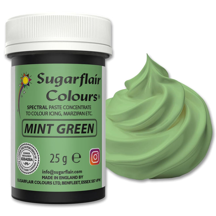 Sugarflair Spectral Eucalyptus Lebensmittelfarbe Paste, Hochkonzentrierte Lebensmittelfarbe Für Buttercreme, Zuckerpaste, Royal Icing, Kuchenmischungen Und Mehr! Lebensmittelfarbstoff - 25G Coloranti Alimentari Naty Shop Mint Green
