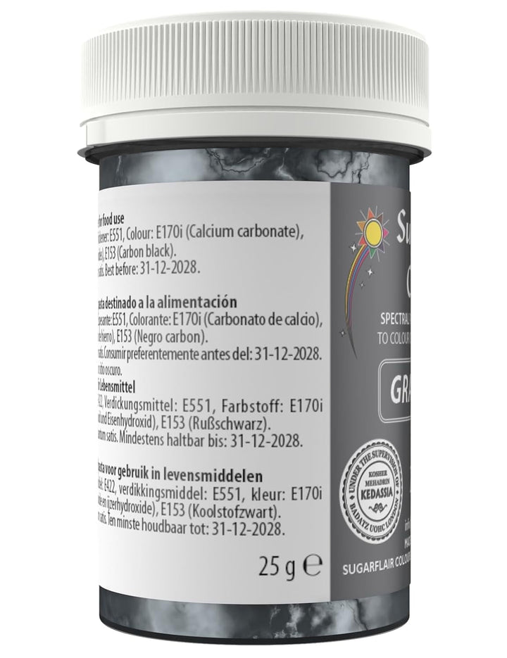 Sugarflair Spectral Graphite Lebensmittelfarbe Paste, Hochkonzentrierte Lebensmittelfarbe Für Buttercreme, Zuckerpaste, Royal Icing, Kuchenmischungen Und Mehr! Lebensmittelfarbstoff - 25G Coloranti Alimentari Naty Shop