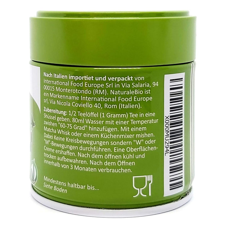 Naturalebio Ceai Matcha pudră de calitate ceremonială Ceai verde original din Japonia. Ceai verde pudră Matcha de calitate ceremonială, produs în Uji, Kyoto. Ideal pentru băut, gătit și latte. Cutie de 30 g.