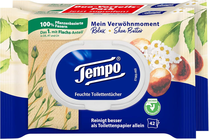 Șervețele igienice umede Tempo Avocade & Shea Butter, 16 pachete, megapack, 8 bucăți, 42 de șervețele