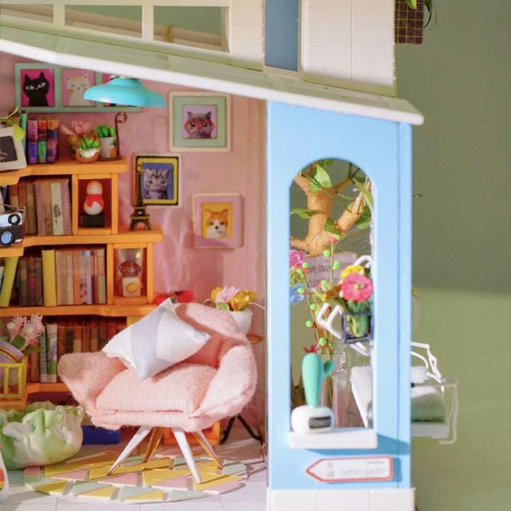 Robotime DG12 Rolife Dora'S Loft Casă de păpuși în miniatură din lemn, metal, țesătură și carton, dimensiuni: 23 X 16 X 26 cm, 248 de piese Casute de papusi Naty Shop