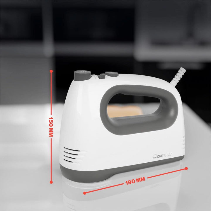 Clatronic Mixer | Kraftvoller 400 Watt-Motor | Handmixer | Turbostufe & 5 Geschwindigkeitsstufen | Handrührgerät | Spülmaschinengeeignete Edelstahlquirle Und -Knethaken | HM 3775 Bucatarie Naty Shop