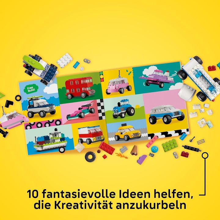 LEGO Classic Creative Vehicles, set de cărămizi de construcție pentru mașini model colorate, inclusiv camion, mașină de poliție și vehicule de construcții, mașini de jucărie construibile pentru copii, cadou pentru băieți și fete de la 5 ani 11036 Seturi de constructie Besuche den LEGO-Store