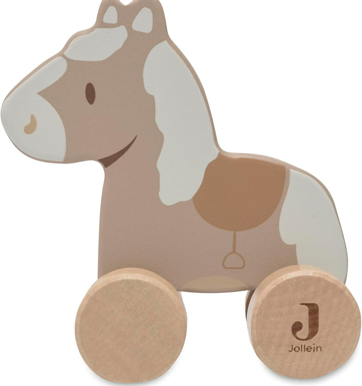 Jollein 112-001-67090 Jucărie din lemn pe roți, verde Jucarii Bebe Naty Shop Cal