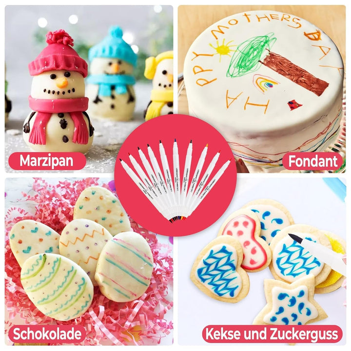 He-Ju Food Pens, set comestibil de 10 carioci alimentare fără E171 Coloranti Alimentari Naty Shop