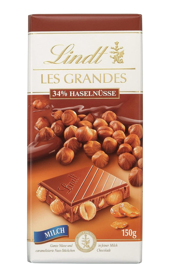 Lindt Chocolate Les Grandes Hazelnut Milk, 150 grame Bomboane de Ciocolata Naty Shop Default Title