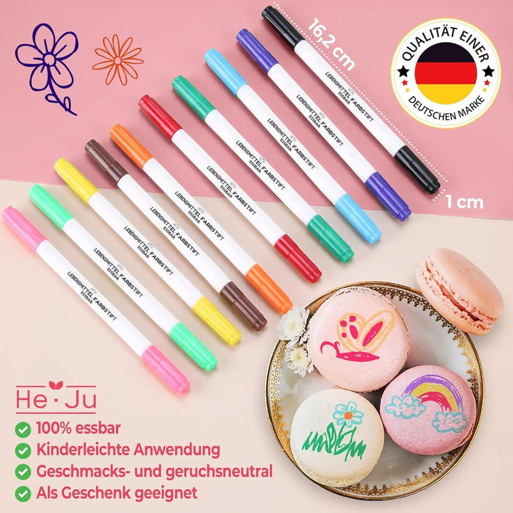 He-Ju Food Pens, set comestibil de 10 carioci alimentare fără E171 Coloranti Alimentari Naty Shop