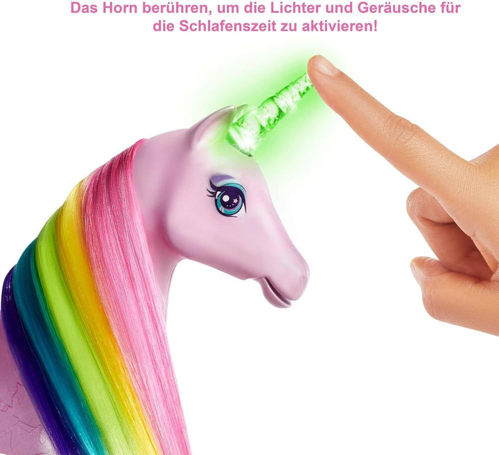 Barbie Dreamtopia Magical Magic Light Unicorn, cu 25+ lumini și sunet, incl. păpușă Barbie și unicorn, cadou pentru copii, jucărie de la 3 ani, GWM78 Papusi Naty Shop