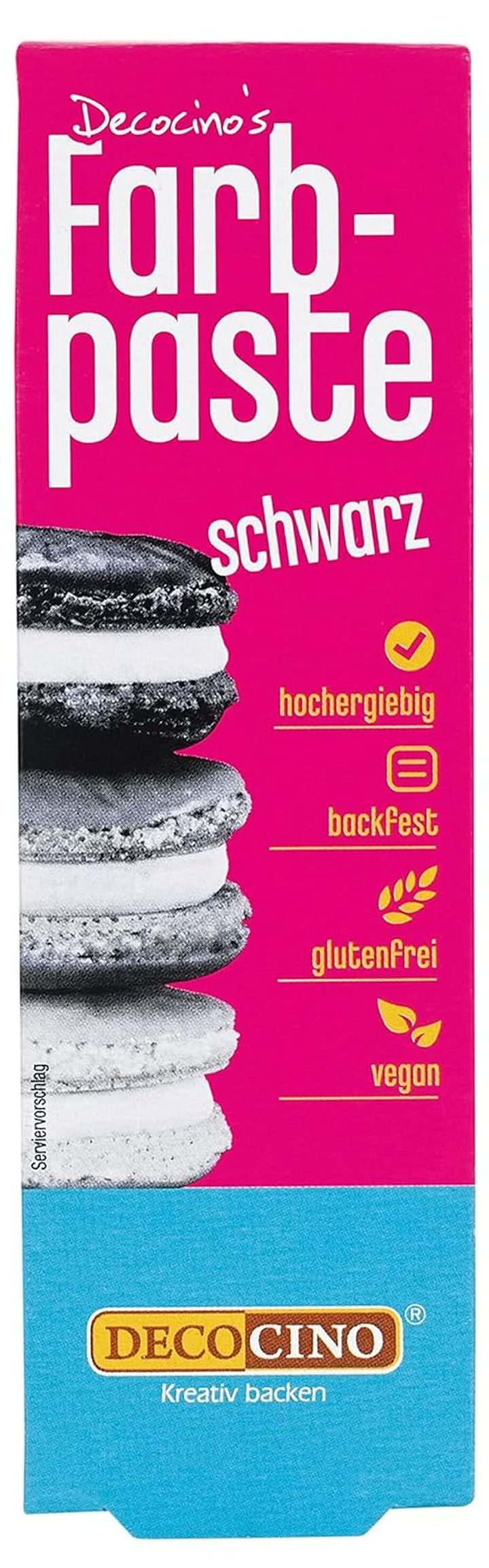 DECOCINO Colour Paste, 20 grame, ideal pentru colorarea prăjiturilor, fondantului și cremelor - fără azot și fără gluten Coloranti Alimentari Naty Shop Schwarz 25 G (1Er Pack)