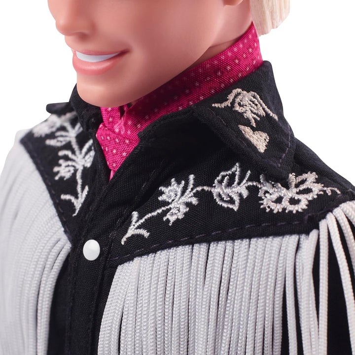 BARBIE the MOVIE Ken - Păpușă de colecție din lungmetraj cu ținută western, cămașă vintage, pălărie de cowboy, cizme albe, pentru copii de la 3 ani în sus, HRF30 Papusi Naty Shop
