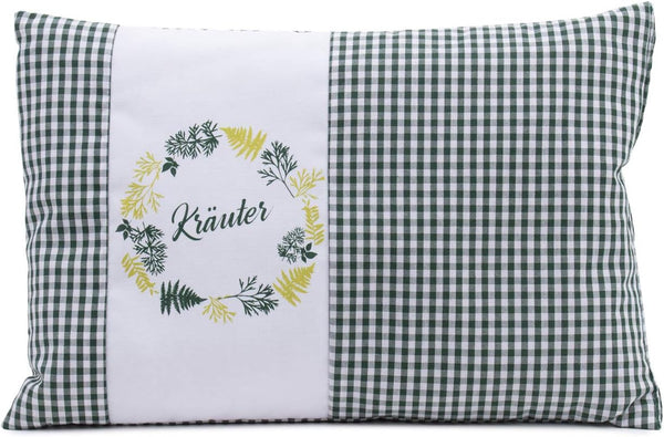Gözze - Pernă parfumată cu ierburi, umplutură din amestec de ierburi 200G, capac din bumbac 100%, 30 X 20 Cm - Verde carouri Perne standard Naty Shop Verde în carouri
