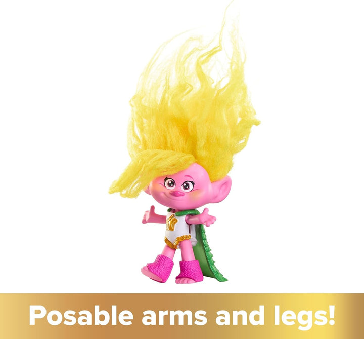 Mattel DREAMWORKS TROLLS Together Strong - păpuși Queen Poppy, Viva, Branch, Guy Diamond cu Tiny Diamond cu păr de pluș și 5 articulații, pentru copii de la 3 ani, HNF07 Papusi Naty Shop