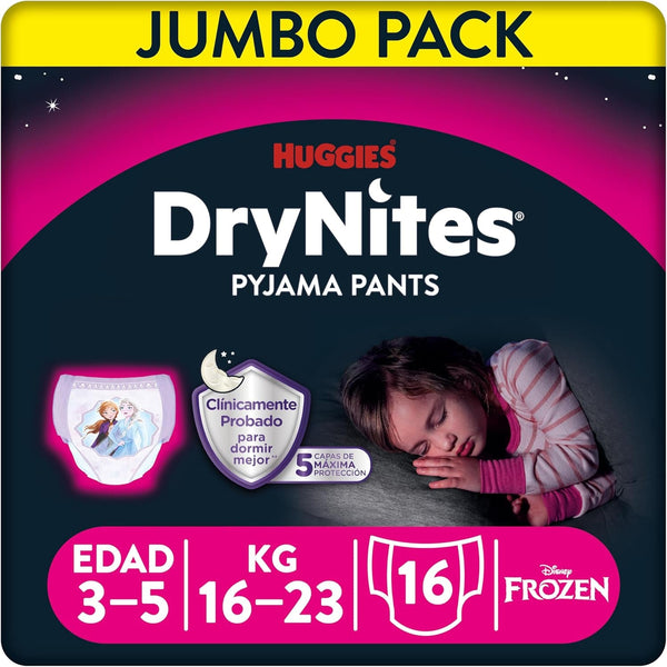 Pantaloni de pijama Dry Nites fată 3-5 ani, 1 pachet (16 bucăți) Naty Shop