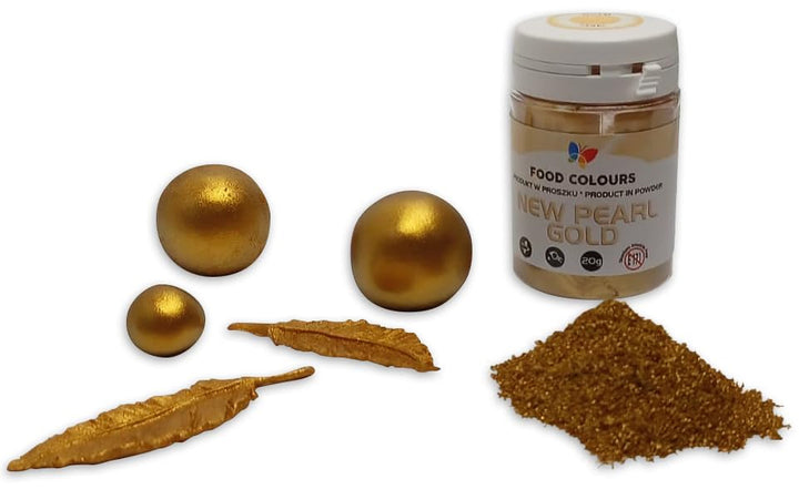 Lebensmittelfarbpulver Mit Metallischem Effekt Essbarer Farbstoff NEW PEARL GOLD 20G Metallischer Farbstoff Glitzerfarbstoff Dekoration Für Kuchen Torten Zuckerpasten Kekse Dekoration Für Getränke Coloranti Alimentari Naty Shop
