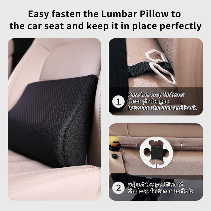 Livtribe pernă lombară auto, pernă de suport lombar din spumă de memorie, pernă ergonomică pentru spătar pentru scaune auto, scaun de birou, scaun cu rotile (negru) Perne lombare Naty Shop