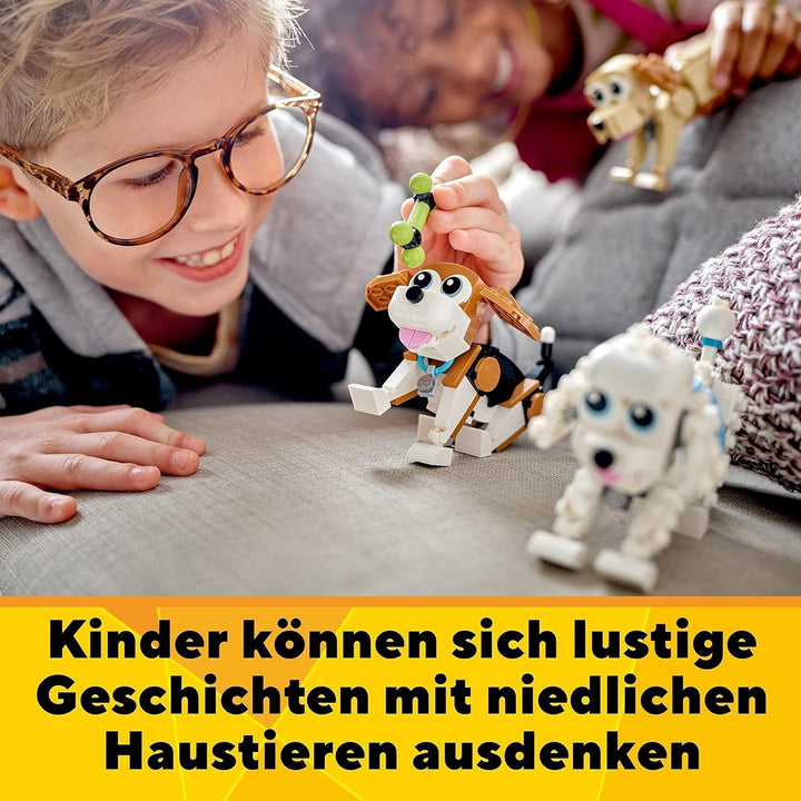 LEGO 31137 Creator 3In1 Set de câini drăguți cu figuri de animale Teckel, Pug, Poodle și multe altele, jucărie pentru copii 7+, cadou pentru iubitorii de câini Seturi de constructie Besuche den LEGO-Store