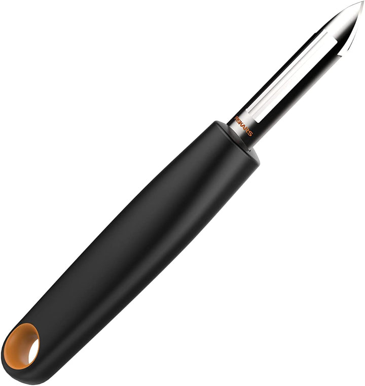 Fiskars Peeler cu lamă mobilă, lungime: 18 cm, oțel/plastic Naty Shop 17,2 X 2,7 X 2,5 Cm Lamă: fixă