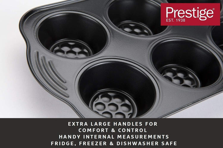 Prestige 48227 Aerolift Muffin Zinn, Carbon Steel, Schwarz Matrite si tavi pentru copt Naty Shop