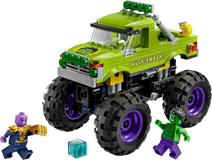 LEGO Ç€ Marvel Hulk Truck Vs. Thanos - Jucărie de construit supereroi - Vehicul Avengers și minifigurine - Camion monstru pentru mega distracție - Cadou pentru băieți și fete de la 7 ani - 76312 Seturi de constructie Besuche den LEGO-Store