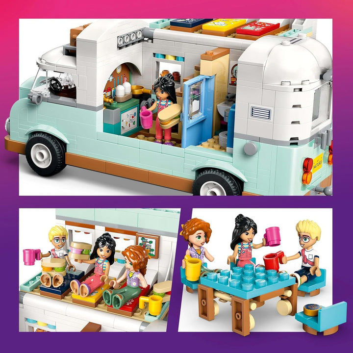 LEGO Friends Caravan, Set de construcție pentru jocuri de rol cu o rulotă de jucărie, Cadou pentru fete cu vârsta de peste 7 ani, Set de joacă creativ cu 3 minifigurine și figurină de animal dihor 42663 Seturi de constructie Besuche den LEGO-Store
