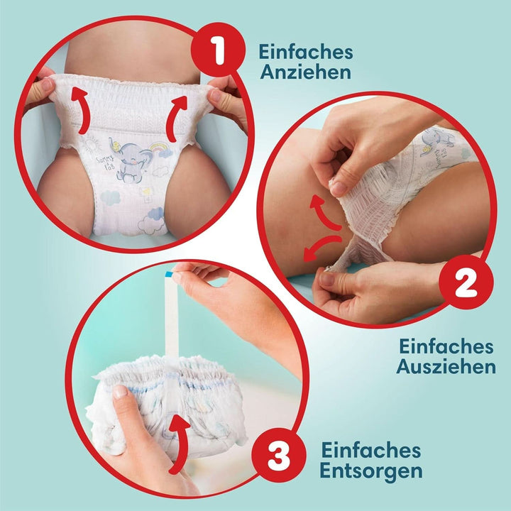Pampers Baby Nappies Pantaloni mărimea 5 (12-17Kg) Premium Protection, Junior cu buzunar Stop and Protect, 144 scutece Panty Mama si Copilul Naty Shop