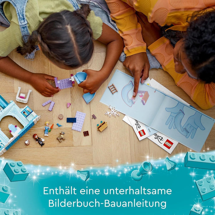 LEGO Disney Frozen Palatul de gheață al Elsei, castelul reginei de gheață, jucărie cu păpușile prințesei ELSA și Anna, plus 2 figurine de animale, cadou minunat pentru fete și băieți de 4 ani 43238 Seturi de constructie Besuche den LEGO-Store